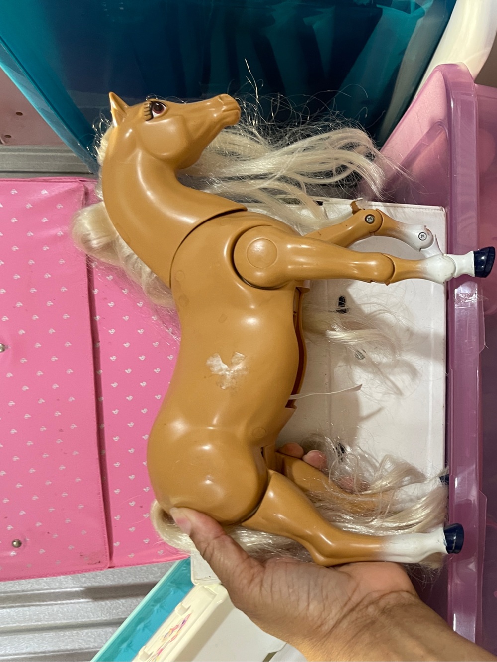 Mattel Tan Poseable Horse Doll with Blonde Mane